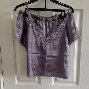 Lavender Satin and Lace Trim Women's Sleep Set